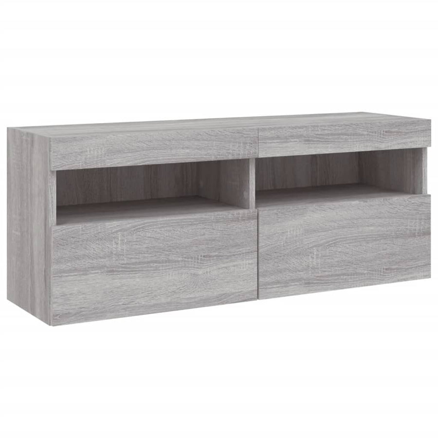 Tv-Wandmeubel Met Led-Verlichting 100X30X40 Cm Grijs Sonoma