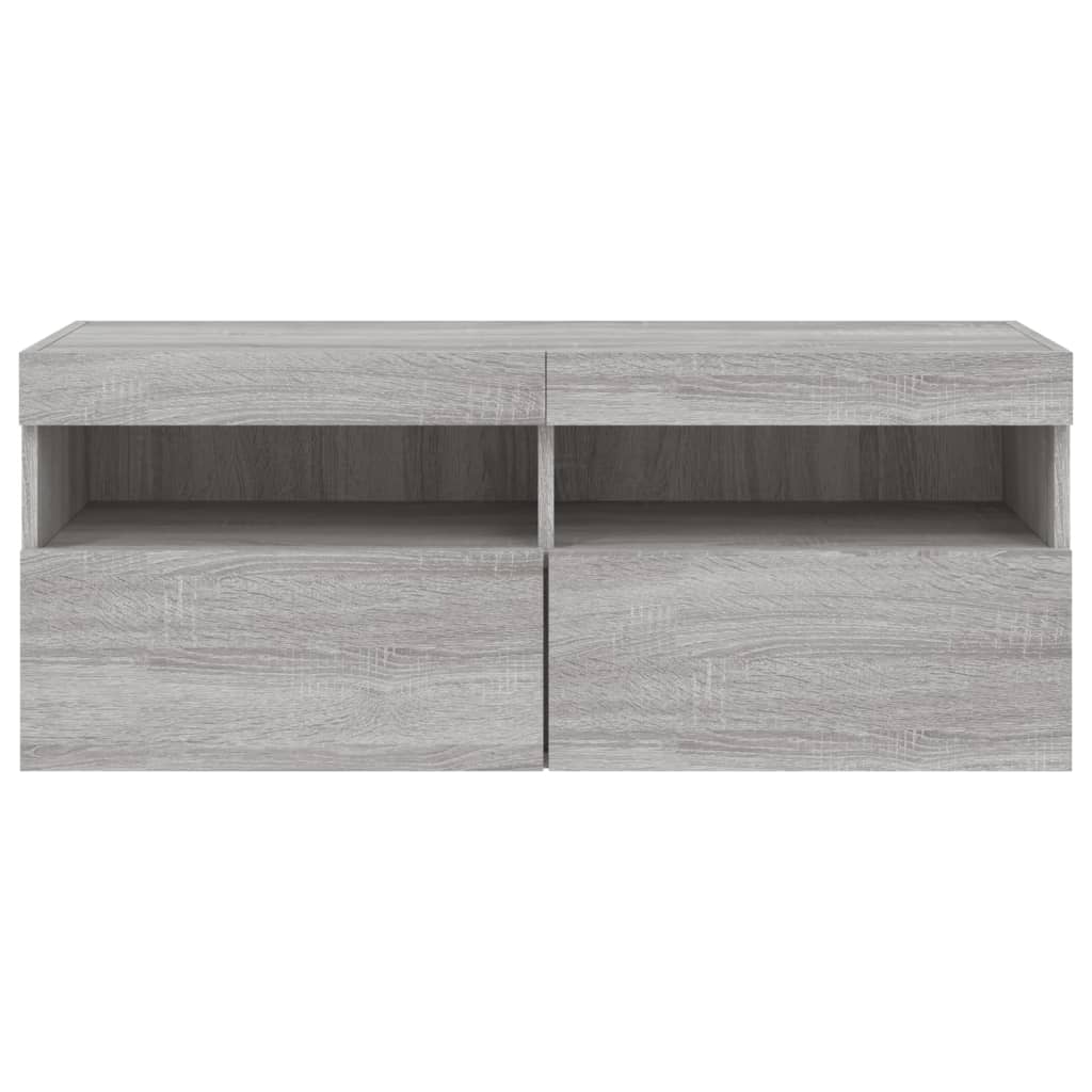 Tv-Wandmeubel Met Led-Verlichting 100X30X40 Cm Grijs Sonoma