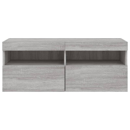 Tv-Wandmeubel Met Led-Verlichting 100X30X40 Cm Grijs Sonoma