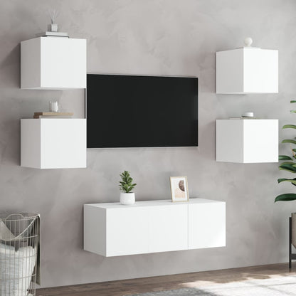 Tv-Wandmeubel Met Led-Verlichting 100X35X30 Cm Wit