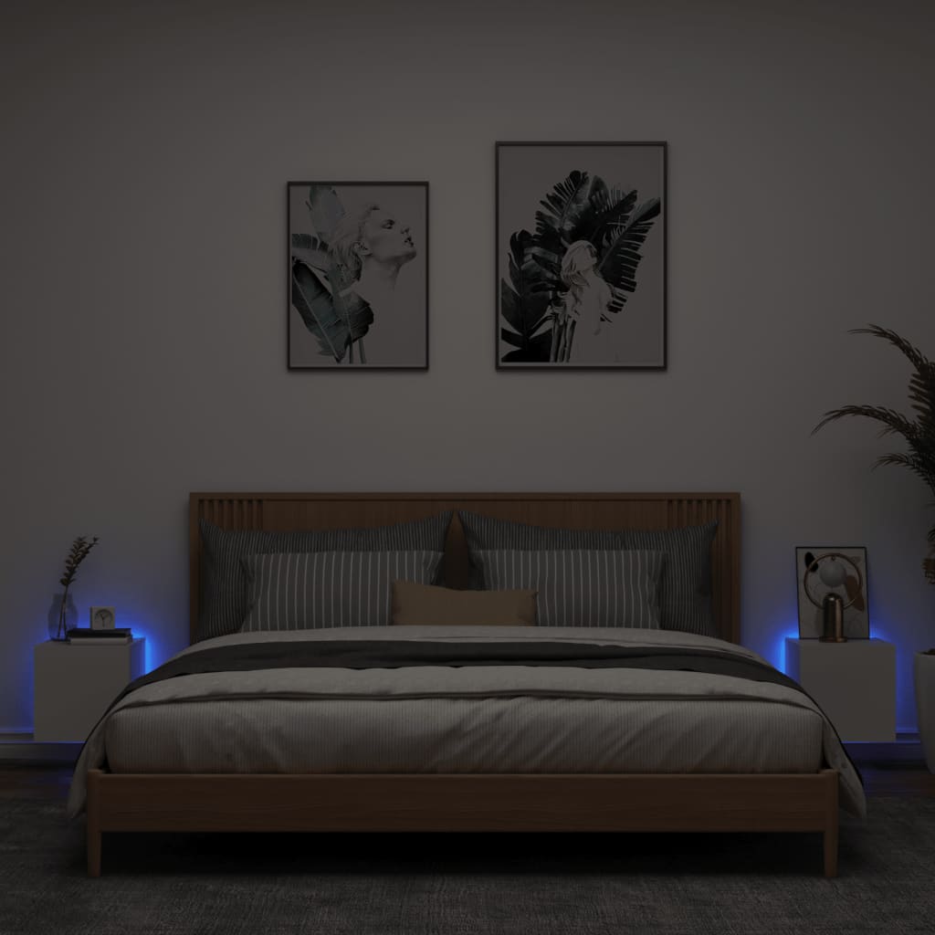 Tv-Wandmeubels Met Led-Verlichting 2 St 30,5X35X30 Cm Wit