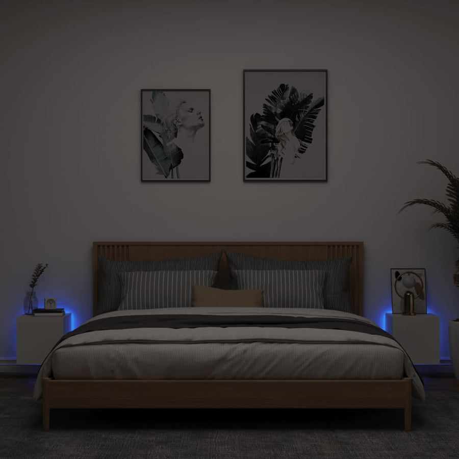 Tv-Wandmeubels Met Led-Verlichting 2 St 30,5X35X30 Cm Wit