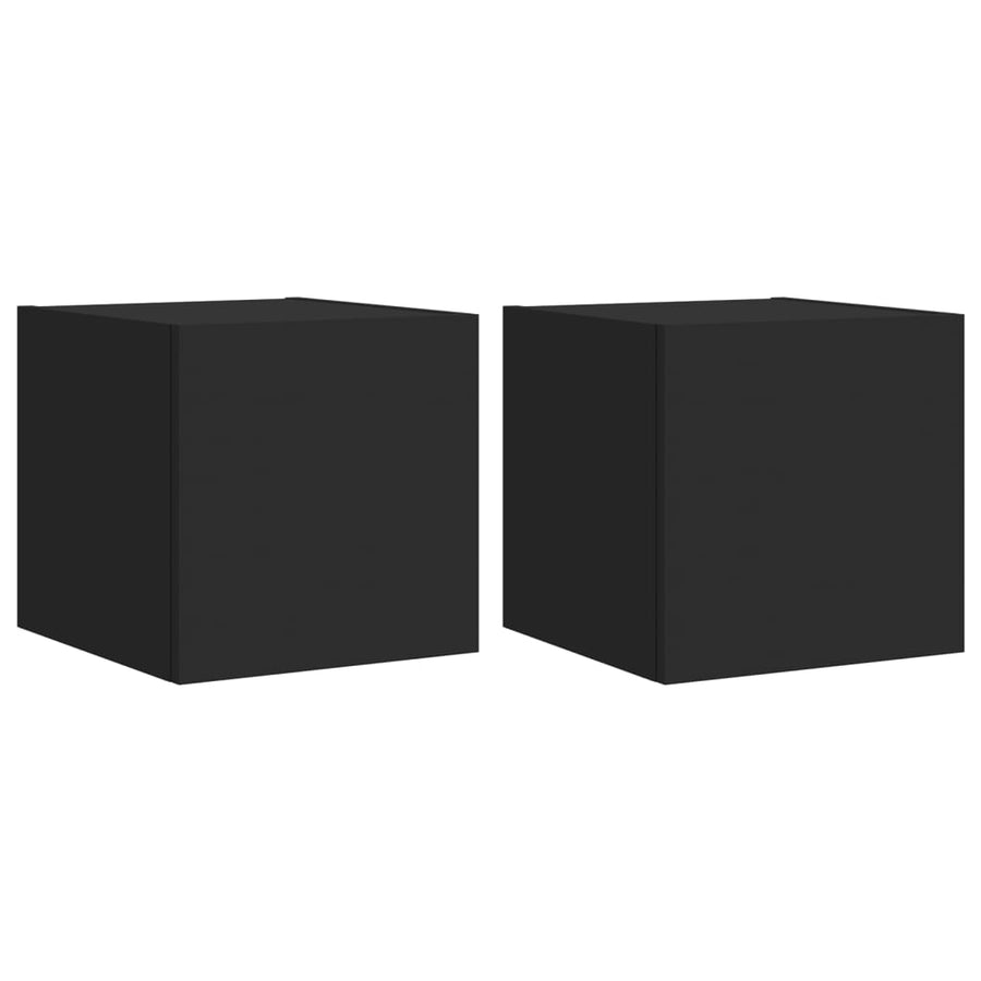 Tv-Wandmeubels Met Led-Verlichting 2 St 30,5X35X30 Cm Zwart