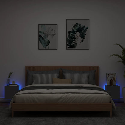 Tv-Wandmeubels Met Led-Verlichting 2 St 30,5X35X30 Cm Zwart