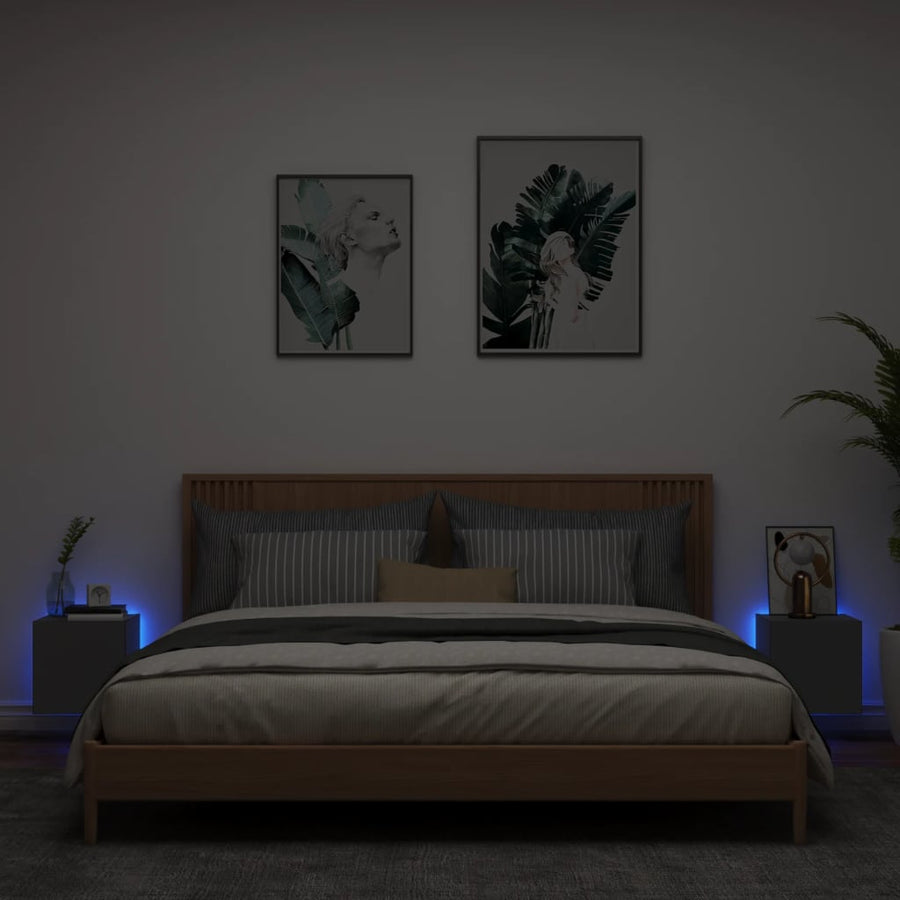 Tv-Wandmeubels Met Led-Verlichting 2 St 30,5X35X30 Cm Zwart