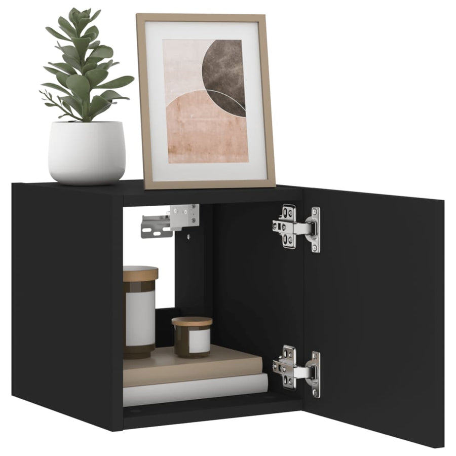 Tv-Wandmeubels Met Led-Verlichting 2 St 30,5X35X30 Cm Zwart