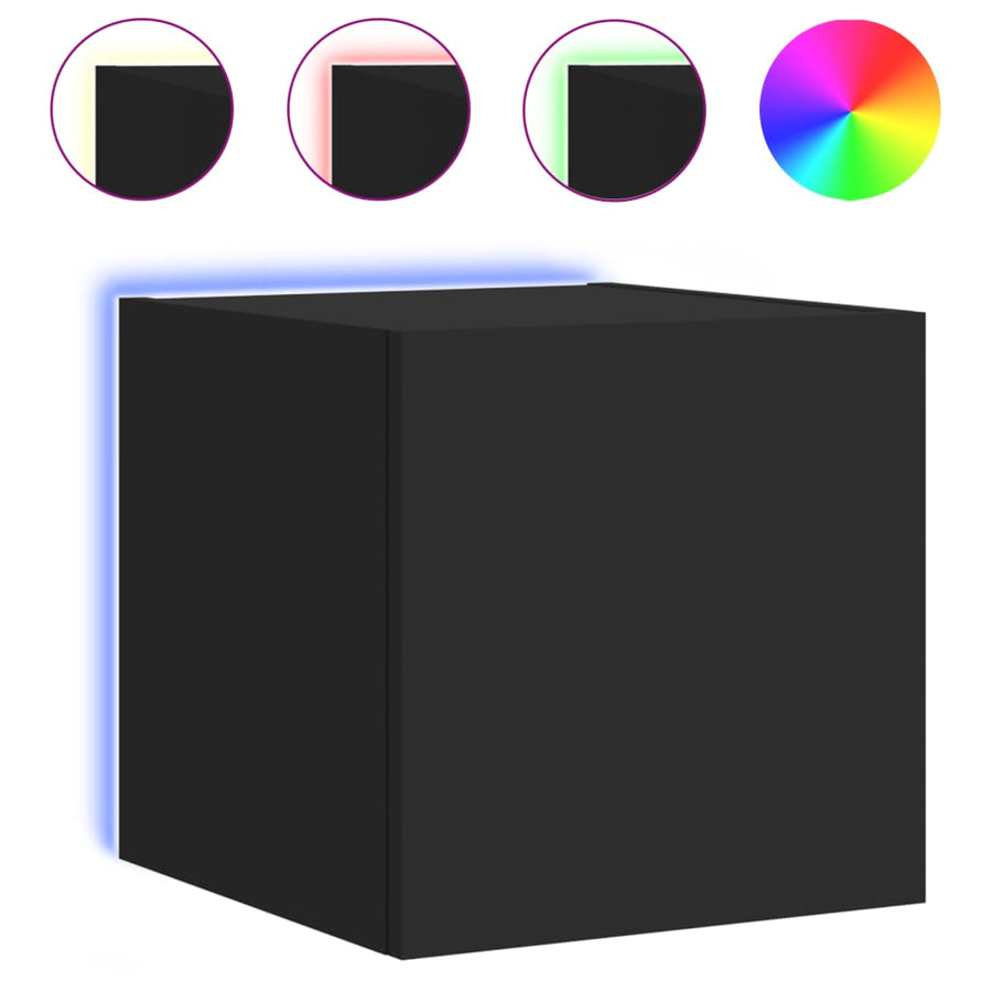 Tv-Wandmeubels Met Led-Verlichting 2 St 30,5X35X30 Cm Zwart