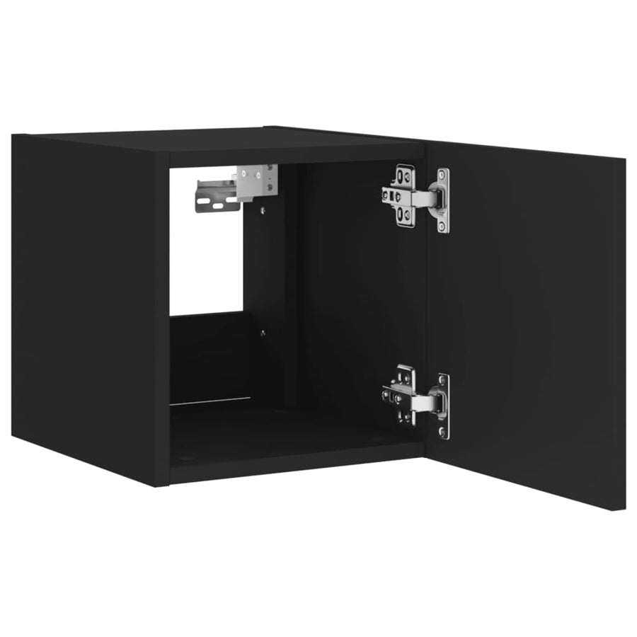 Tv-Wandmeubels Met Led-Verlichting 2 St 30,5X35X30 Cm Zwart