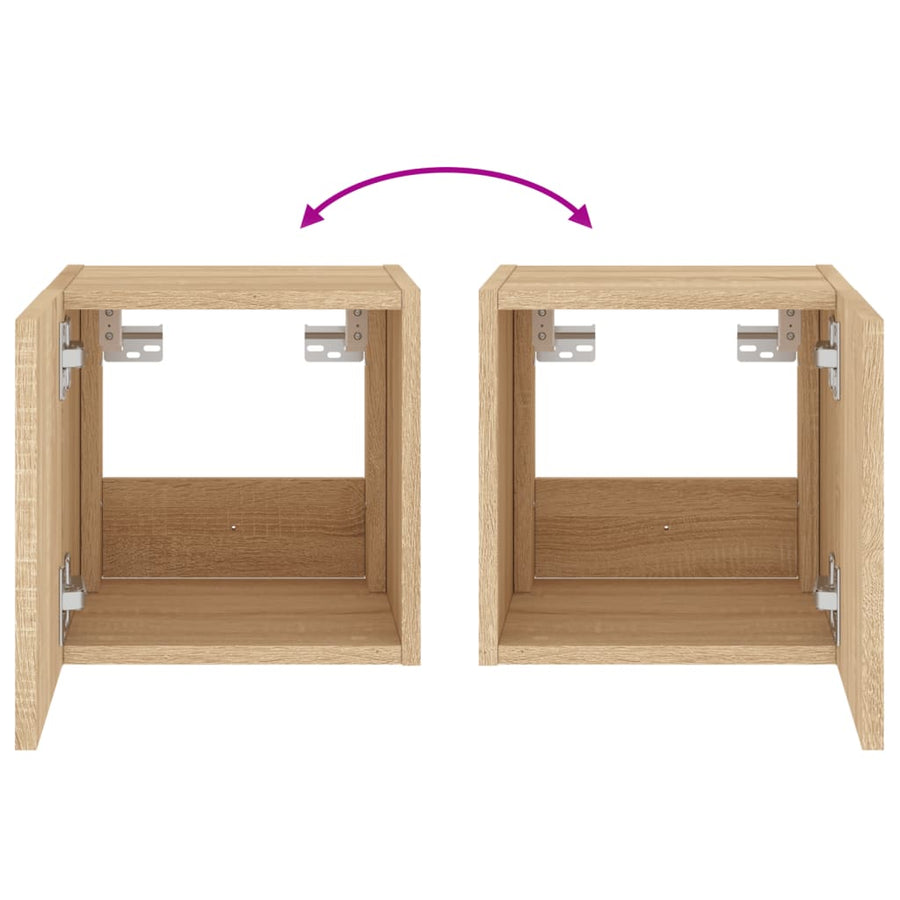 Tv-Wandmeubel Met Led-Verlichting 30,5X35X30 Cm Sonoma Eiken