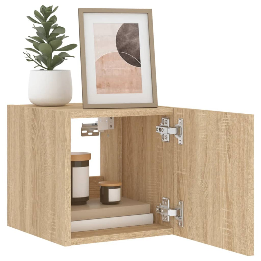 Tv-Wandmeubel Met Led-Verlichting 30,5X35X30 Cm Sonoma Eiken