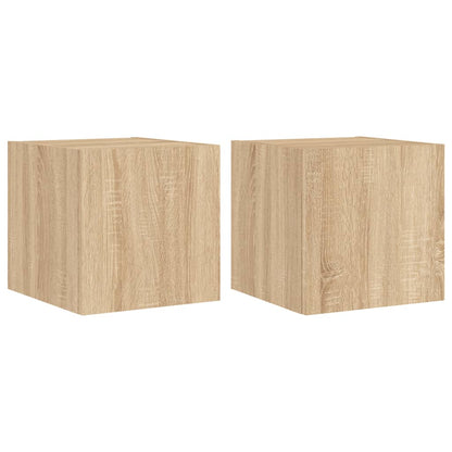 Tv-Wandmeubels Met Led 2 St 30,5X35X30 Cm Sonoma Eikenkleurig