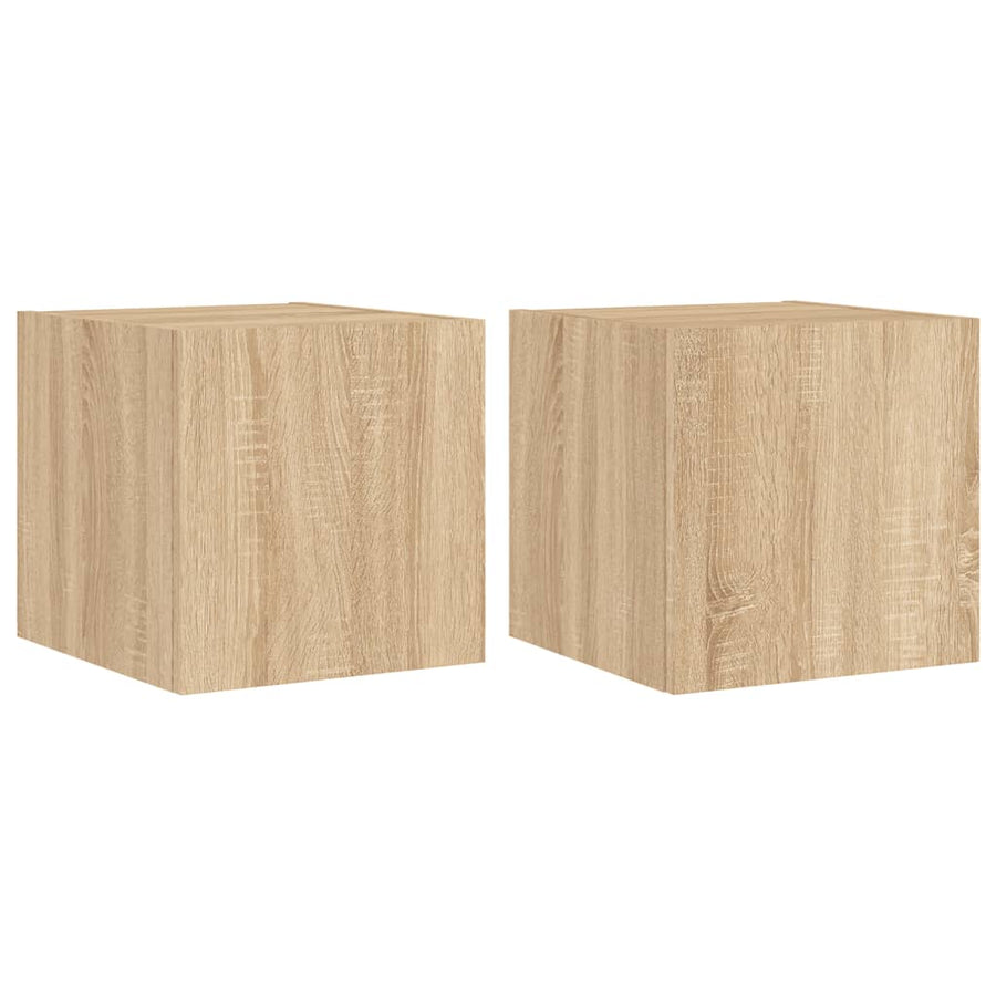 Tv-Wandmeubels Met Led 2 St 30,5X35X30 Cm Sonoma Eikenkleurig
