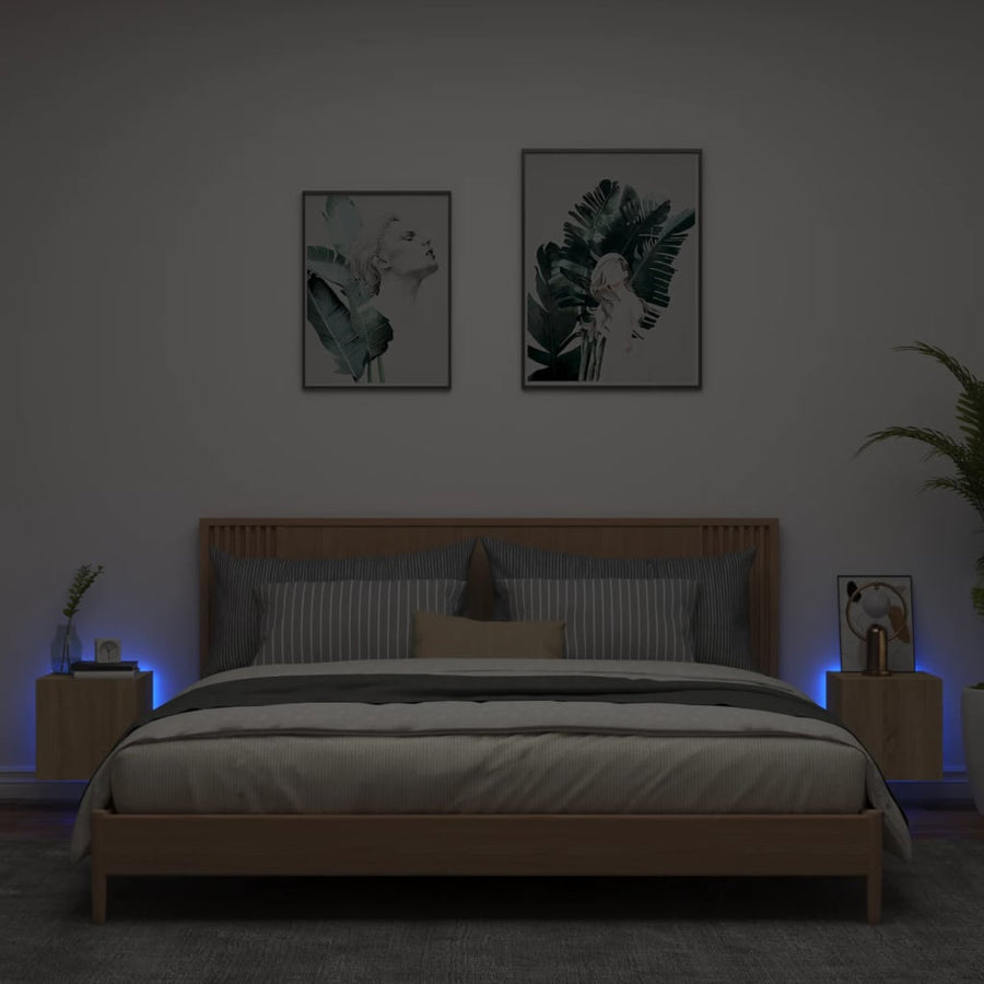 Tv-Wandmeubels Met Led 2 St 30,5X35X30 Cm Sonoma Eikenkleurig