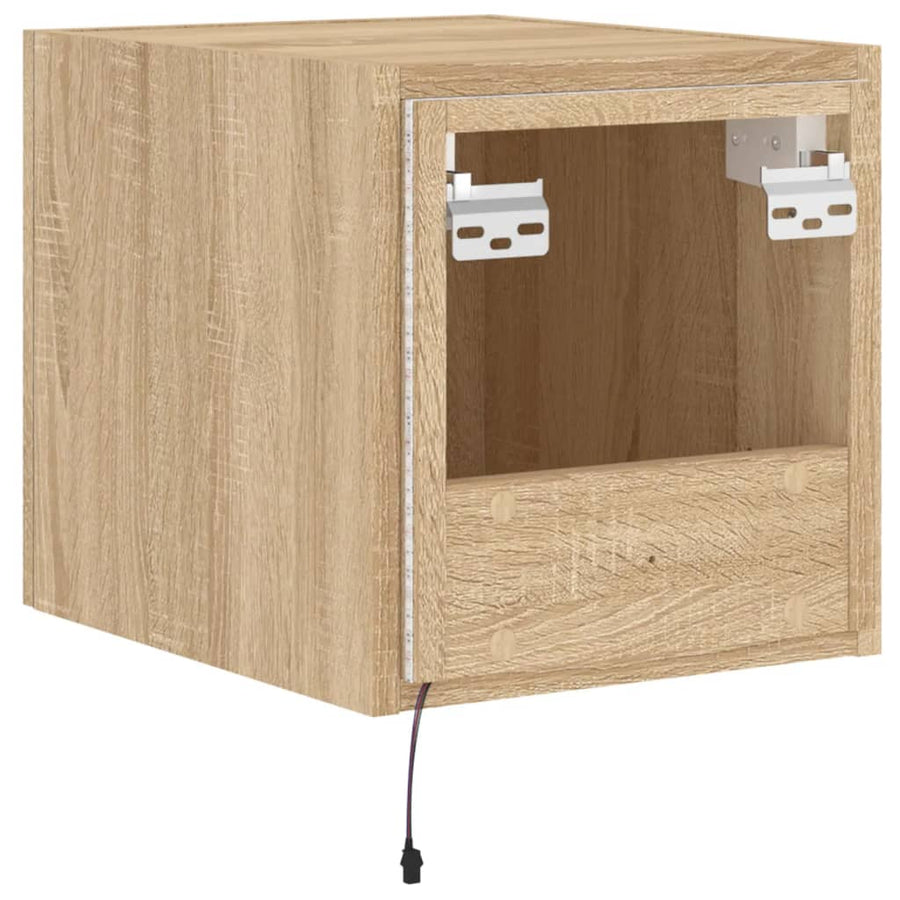 Tv-Wandmeubels Met Led 2 St 30,5X35X30 Cm Sonoma Eikenkleurig
