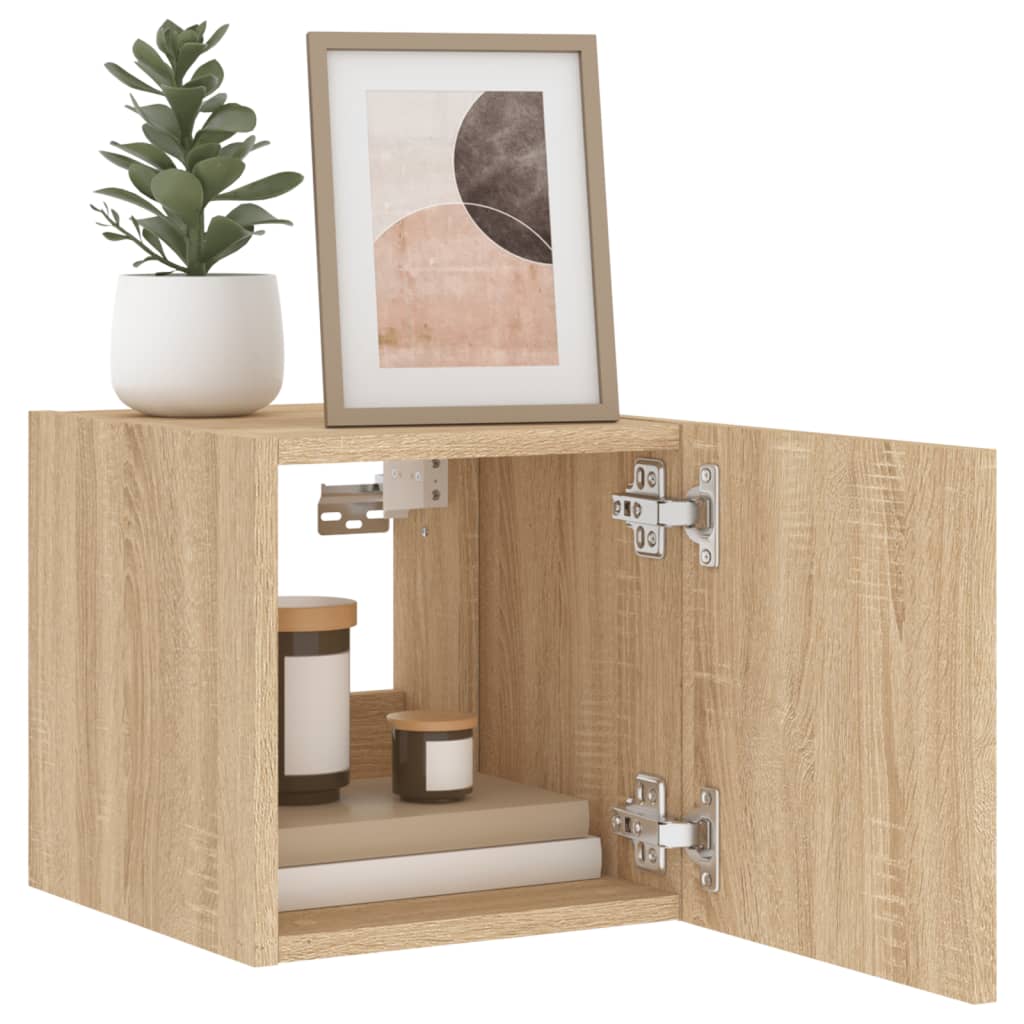 Tv-Wandmeubels Met Led 2 St 30,5X35X30 Cm Sonoma Eikenkleurig