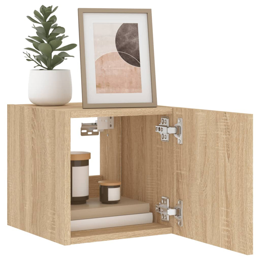 Tv-Wandmeubels Met Led 2 St 30,5X35X30 Cm Sonoma Eikenkleurig