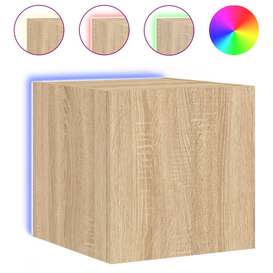 Tv-Wandmeubels Met Led 2 St 30,5X35X30 Cm Sonoma Eikenkleurig