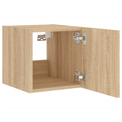 Tv-Wandmeubels Met Led 2 St 30,5X35X30 Cm Sonoma Eikenkleurig