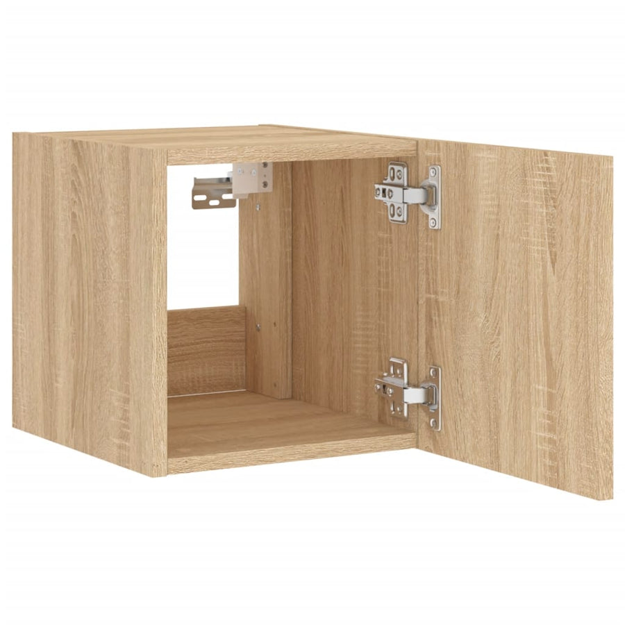 Tv-Wandmeubels Met Led 2 St 30,5X35X30 Cm Sonoma Eikenkleurig