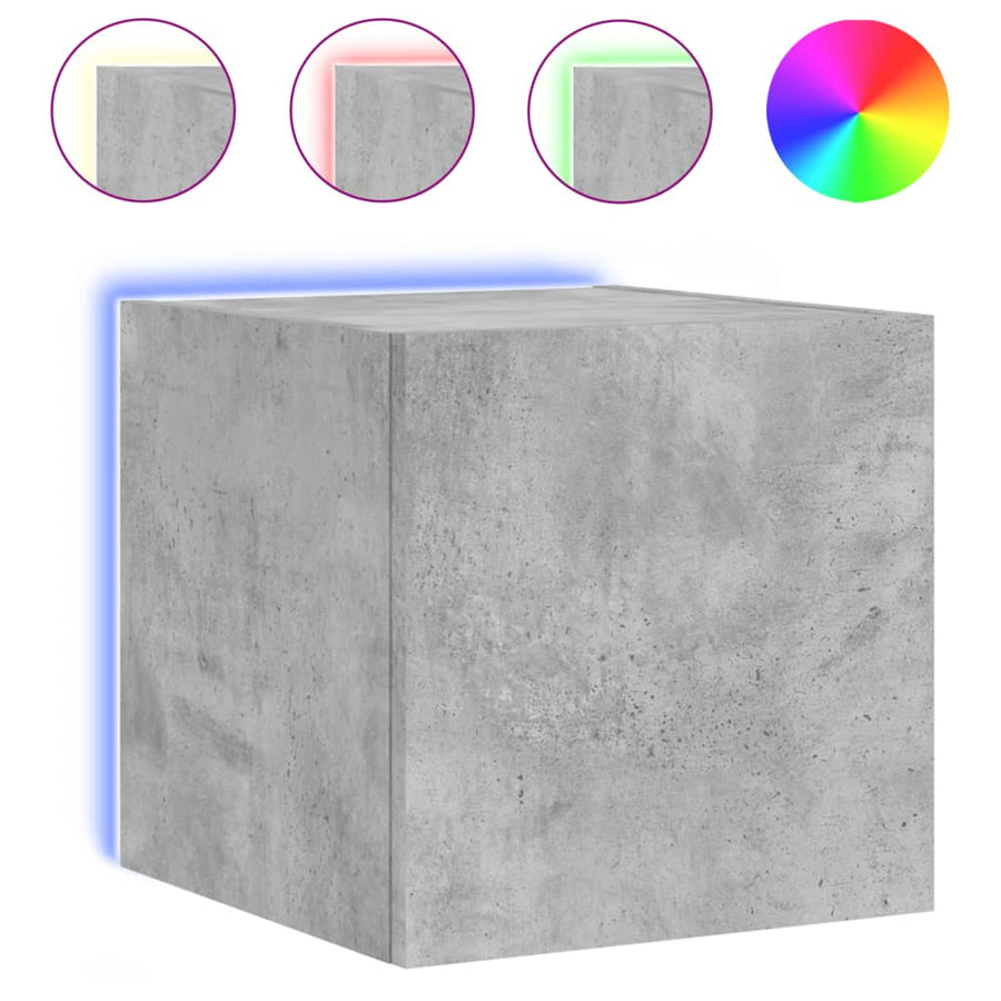 Tv-Wandmeubel Met Led-Verlichting 30,5X35X30 Cm Betongrijs