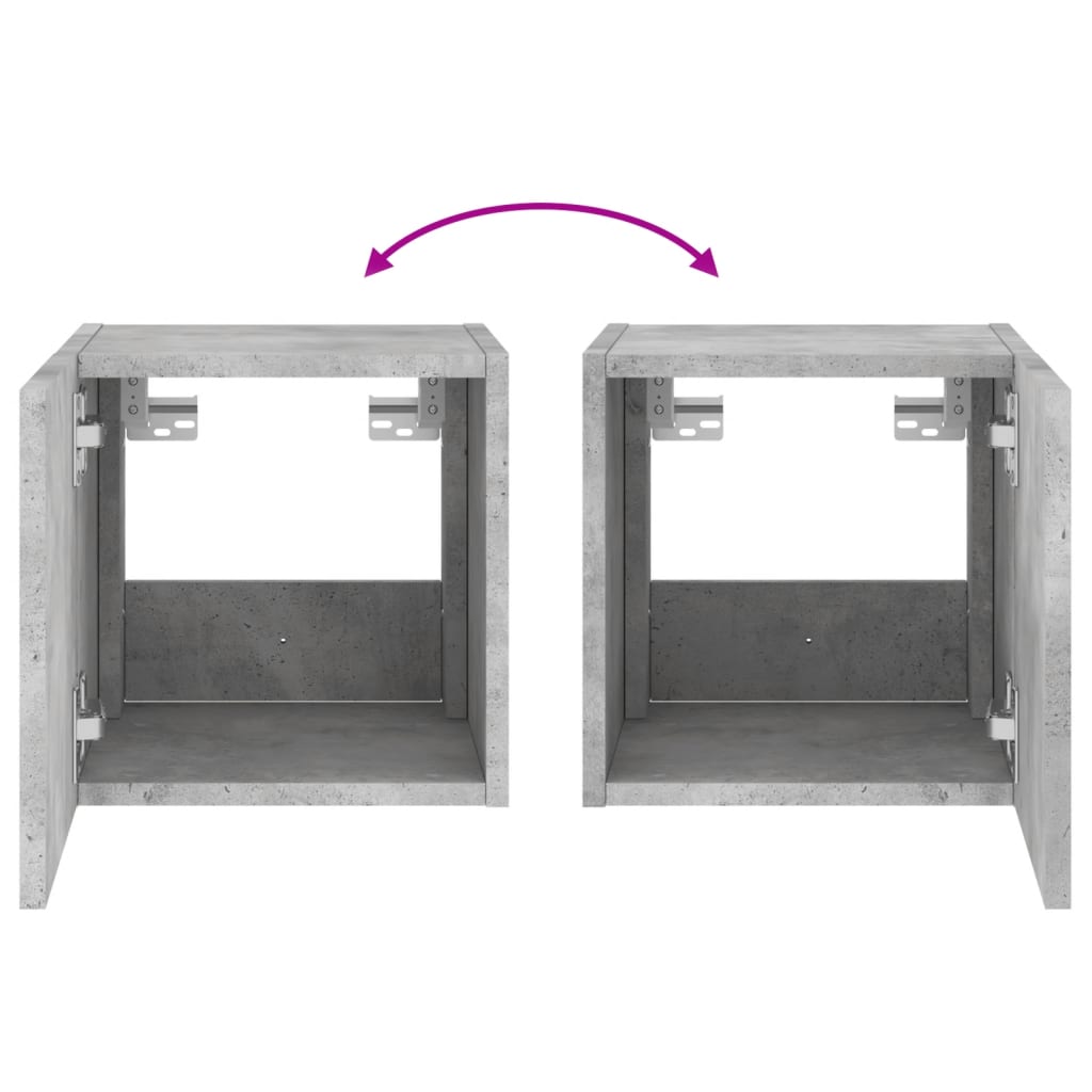 Tv-Wandmeubel Met Led-Verlichting 30,5X35X30 Cm Betongrijs