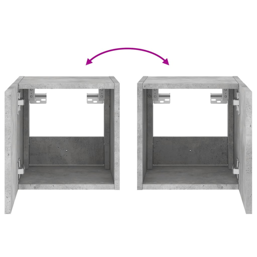 Tv-Wandmeubel Met Led-Verlichting 30,5X35X30 Cm Betongrijs