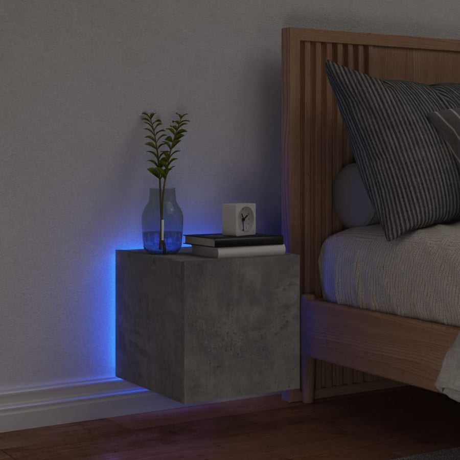 Tv-Wandmeubel Met Led-Verlichting 30,5X35X30 Cm Betongrijs