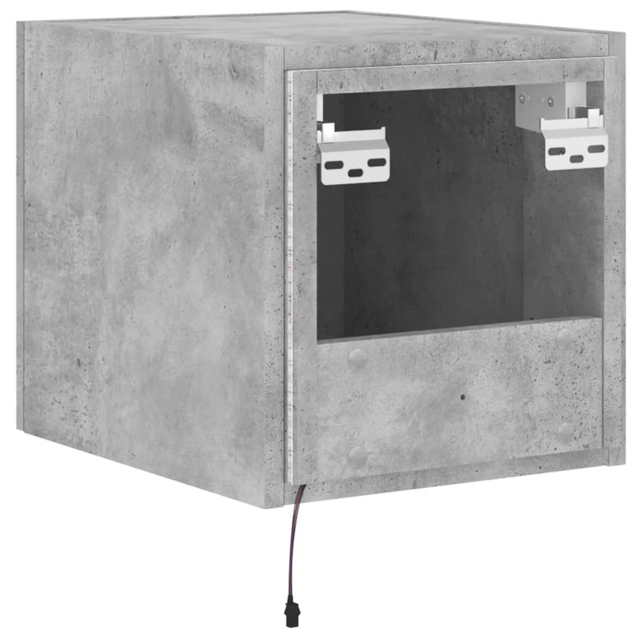 Tv-Wandmeubel Met Led-Verlichting 30,5X35X30 Cm Betongrijs