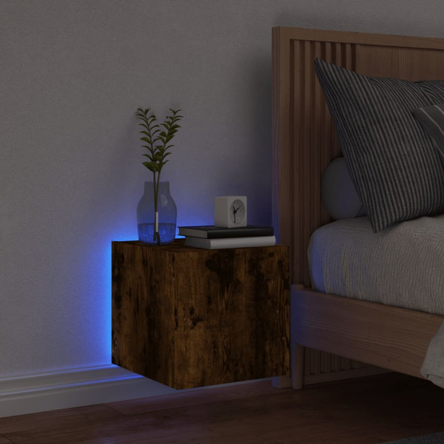 Tv-Wandmeubel Met Led-Verlichting 30,5X35X30 Cm Gerookt Eiken