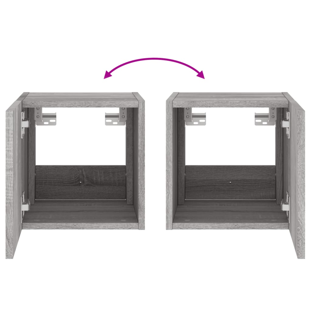 Tv-Wandmeubel Met Led-Verlichting 30,5X35X30 Cm Grijs Sonoma