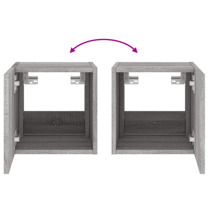 Tv-Wandmeubel Met Led-Verlichting 30,5X35X30 Cm Grijs Sonoma