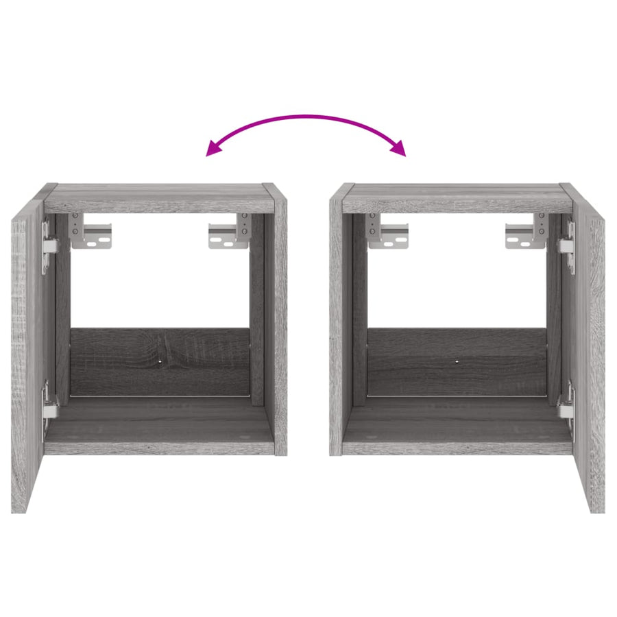 Tv-Wandmeubel Met Led-Verlichting 30,5X35X30 Cm Grijs Sonoma