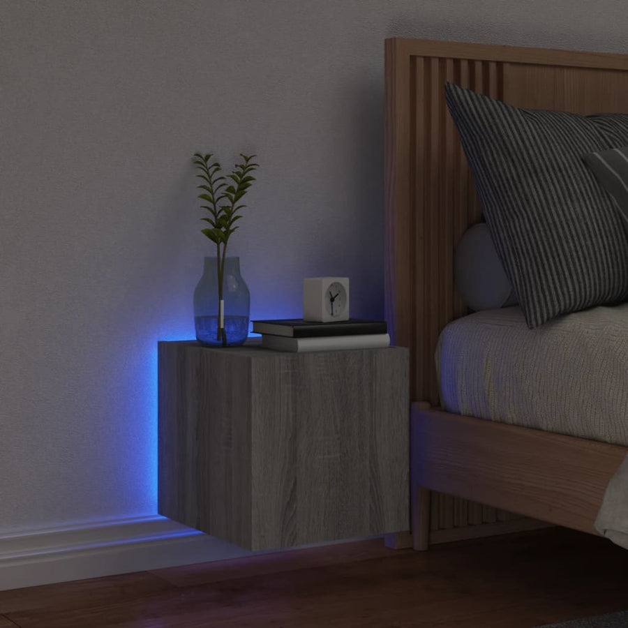 Tv-Wandmeubel Met Led-Verlichting 30,5X35X30 Cm Grijs Sonoma