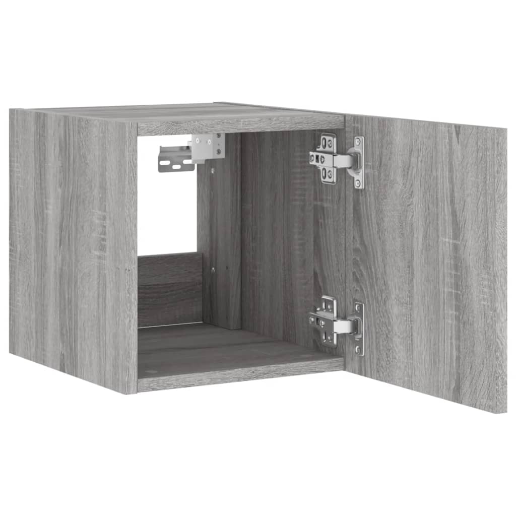 Tv-Wandmeubel Met Led-Verlichting 30,5X35X30 Cm Grijs Sonoma