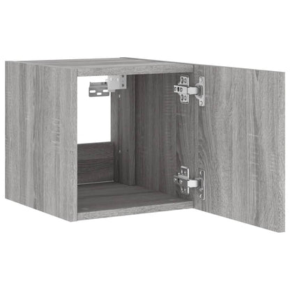 Tv-Wandmeubel Met Led-Verlichting 30,5X35X30 Cm Grijs Sonoma