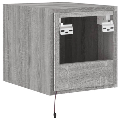 Tv-Wandmeubel Met Led-Verlichting 30,5X35X30 Cm Grijs Sonoma