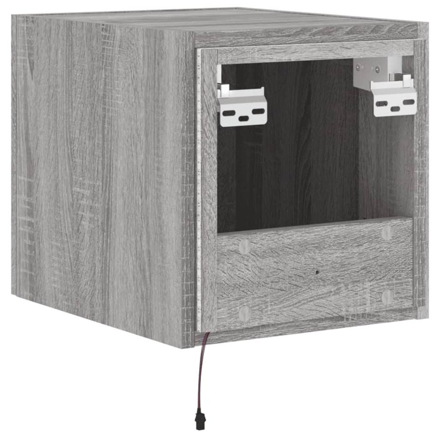 Tv-Wandmeubel Met Led-Verlichting 30,5X35X30 Cm Grijs Sonoma