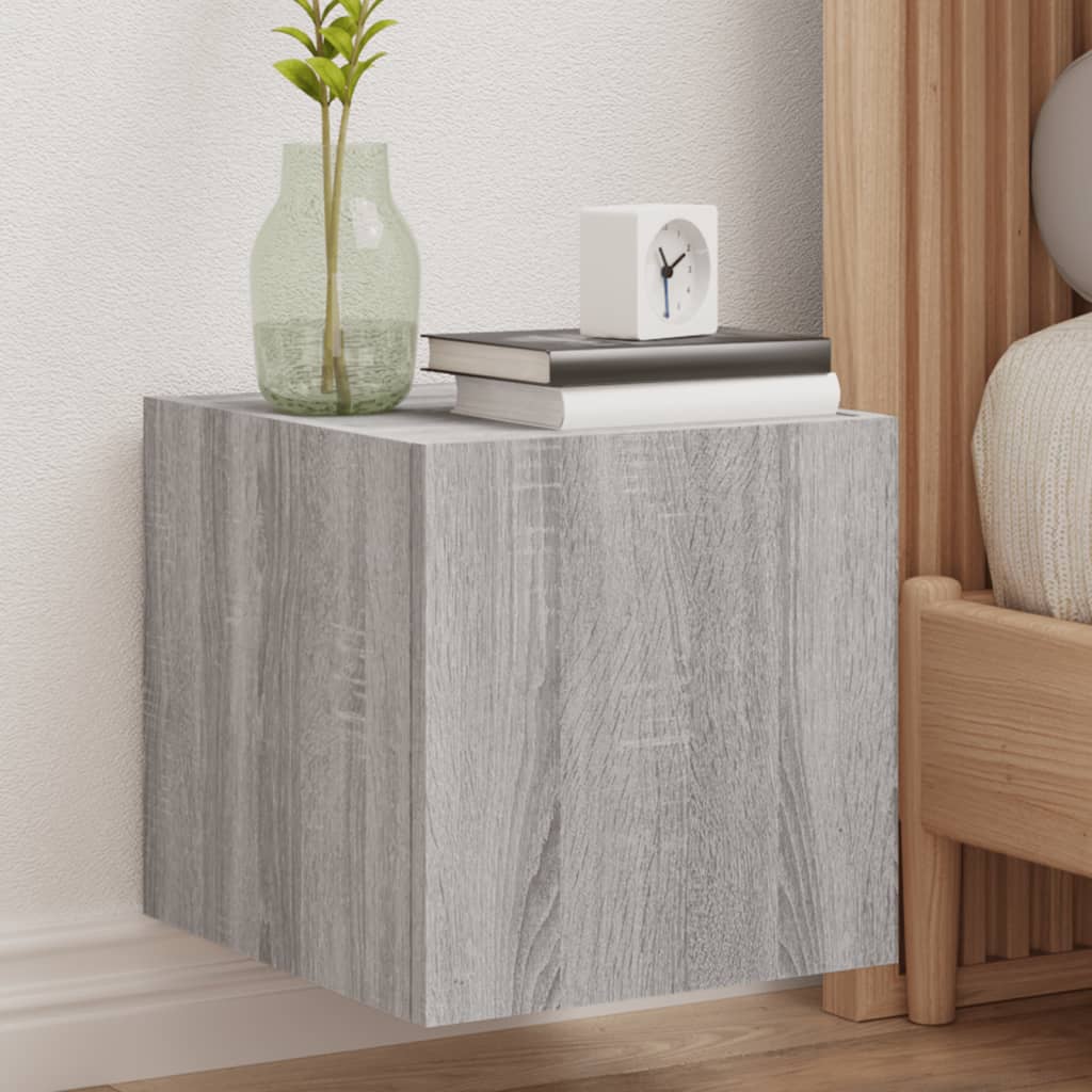 Tv-Wandmeubel Met Led-Verlichting 30,5X35X30 Cm Grijs Sonoma