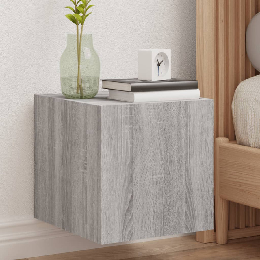 Tv-Wandmeubel Met Led-Verlichting 30,5X35X30 Cm Grijs Sonoma