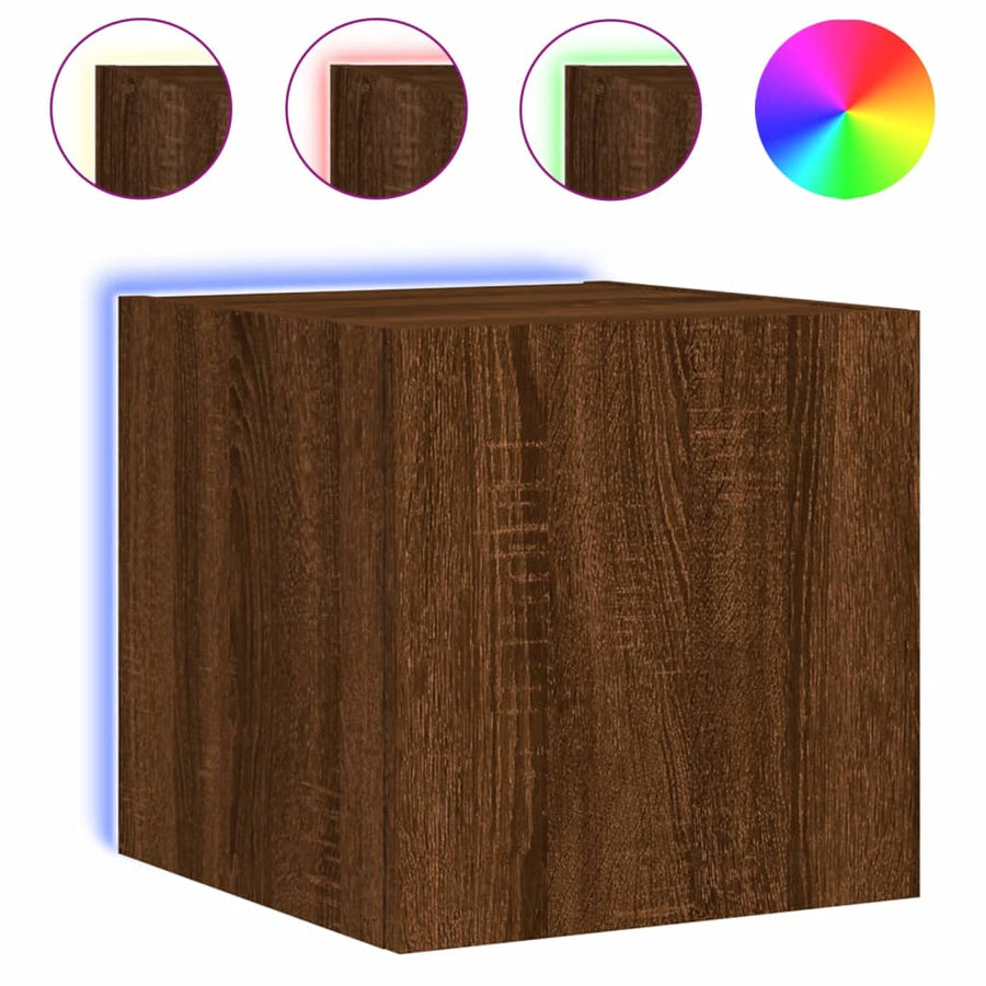 Tv-Wandmeubel Met Led-Verlichting 30,5X35X30 Cm Bruineiken