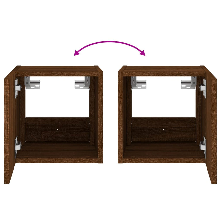 Tv-Wandmeubel Met Led-Verlichting 30,5X35X30 Cm Bruineiken