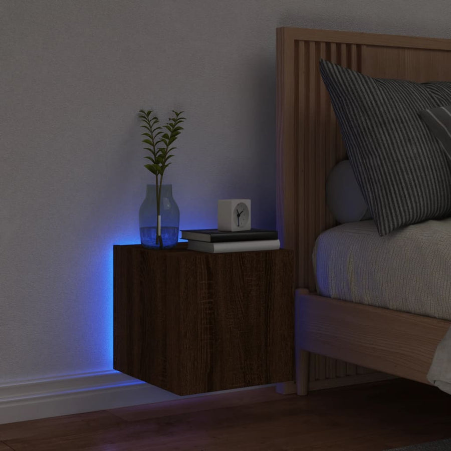 Tv-Wandmeubel Met Led-Verlichting 30,5X35X30 Cm Bruineiken