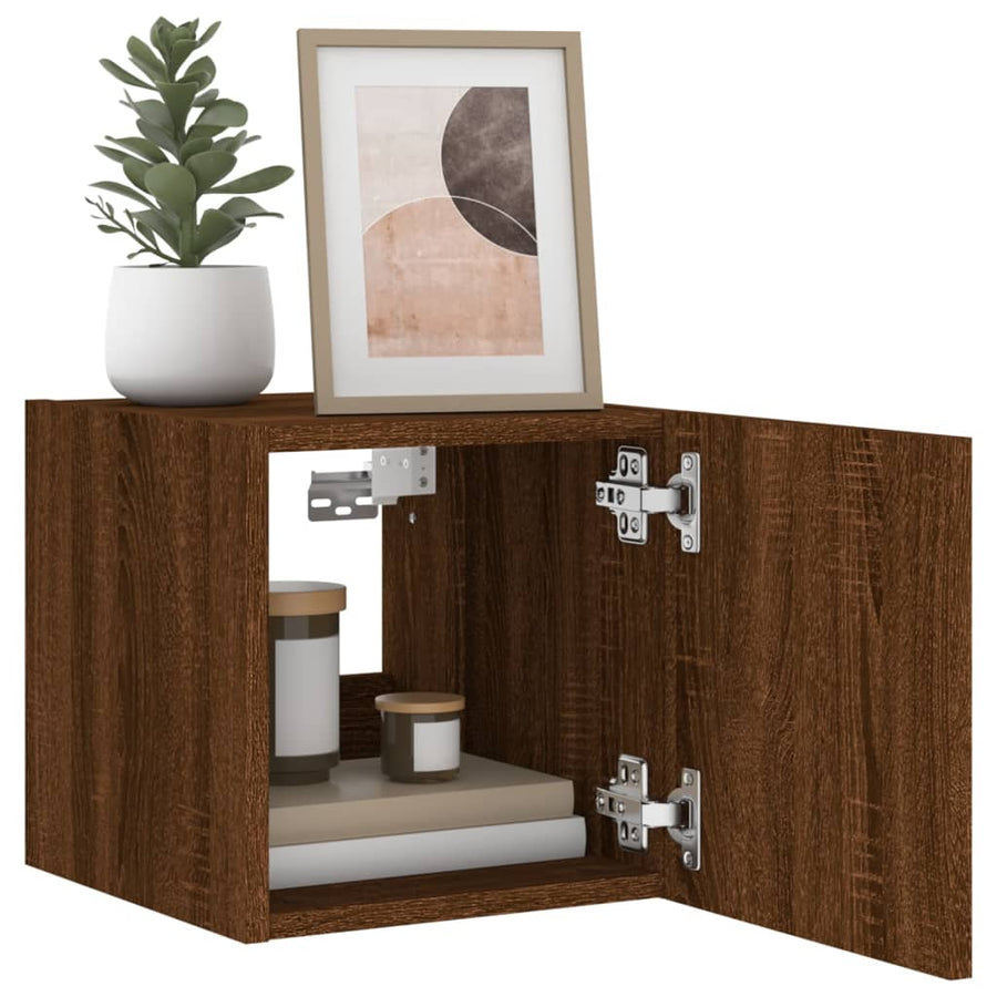 Tv-Wandmeubel Met Led-Verlichting 30,5X35X30 Cm Bruineiken