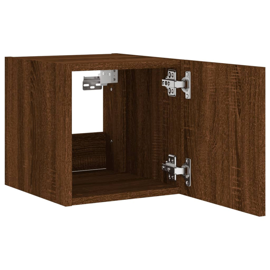 Tv-Wandmeubel Met Led-Verlichting 30,5X35X30 Cm Bruineiken