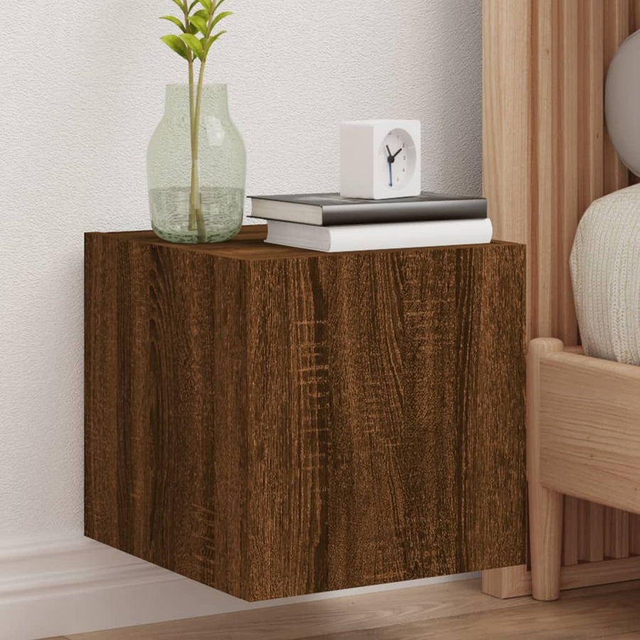 Tv-Wandmeubel Met Led-Verlichting 30,5X35X30 Cm Bruineiken