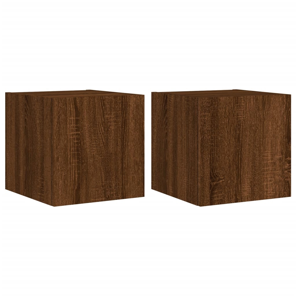 Tv-Wandmeubelen Met Led 2 St 30,5X35X30 Cm Bruineikenkleurig