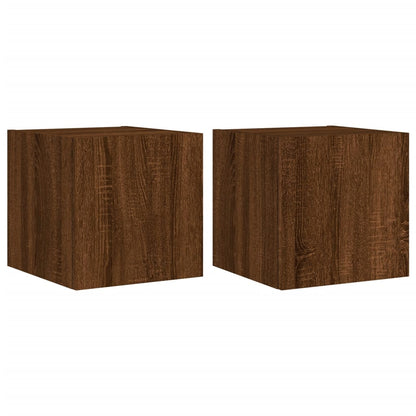 Tv-Wandmeubelen Met Led 2 St 30,5X35X30 Cm Bruineikenkleurig