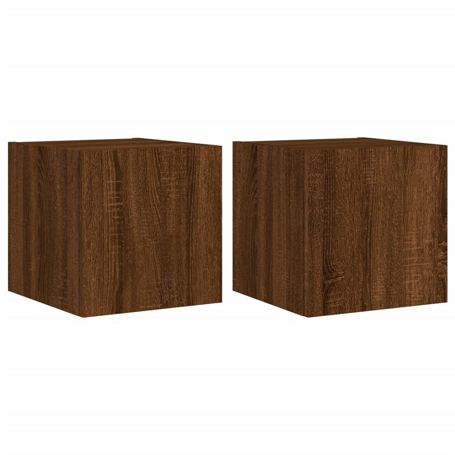 Tv-Wandmeubelen Met Led 2 St 30,5X35X30 Cm Bruineikenkleurig