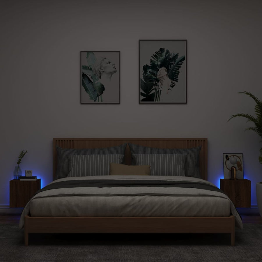 Tv-Wandmeubelen Met Led 2 St 30,5X35X30 Cm Bruineikenkleurig