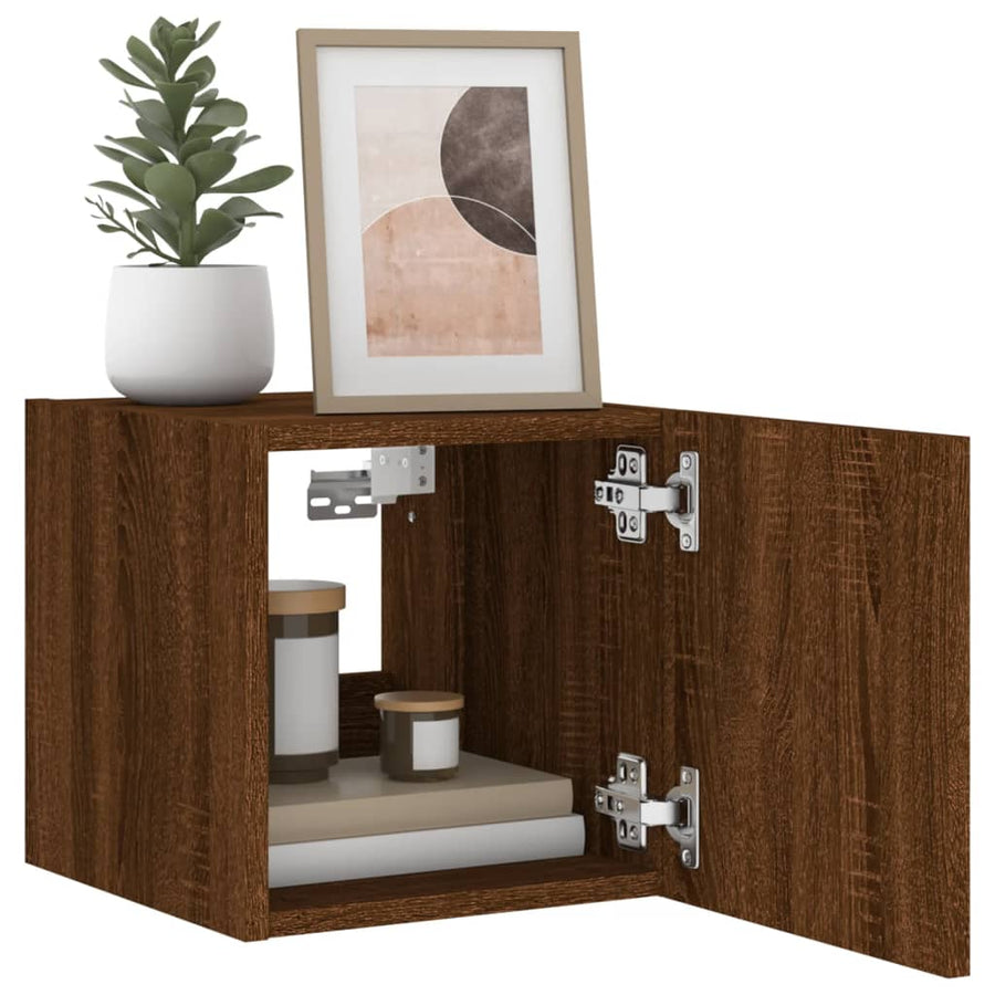 Tv-Wandmeubelen Met Led 2 St 30,5X35X30 Cm Bruineikenkleurig
